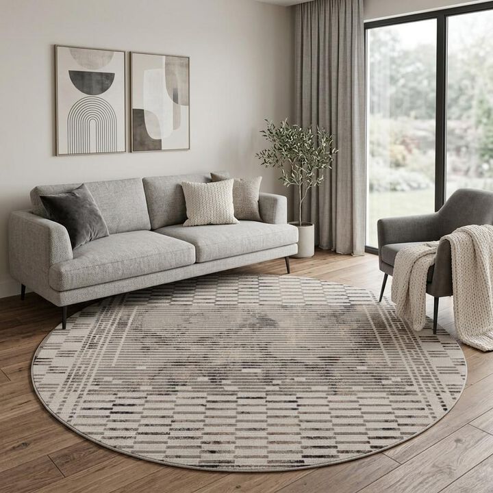 HomeRoots Abstract Round Rug