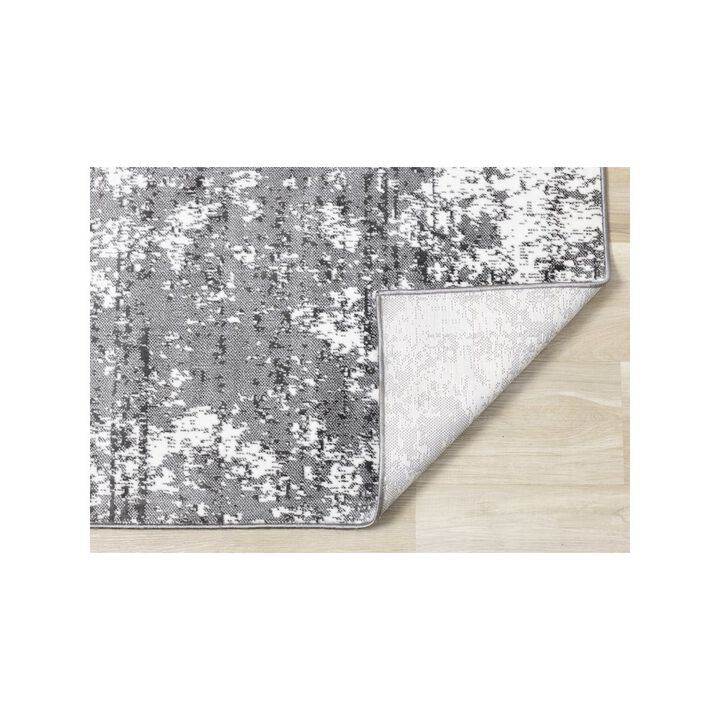 Novelle Home Washable Distressed 7x10 Rug, Grey and White Area Rug for Modern Living Spaces
