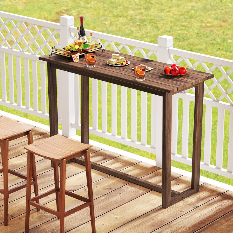 Outdoor Bar Table with Slatted Surface for Garden or Deck-Natural image number 4