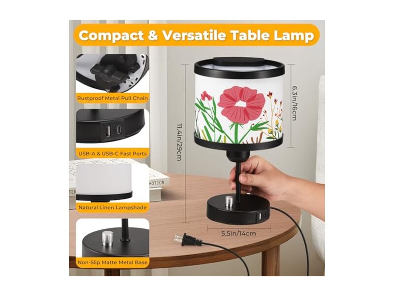 Dimmable USB C Table Lamp For Bedroom Bedside White image number 2