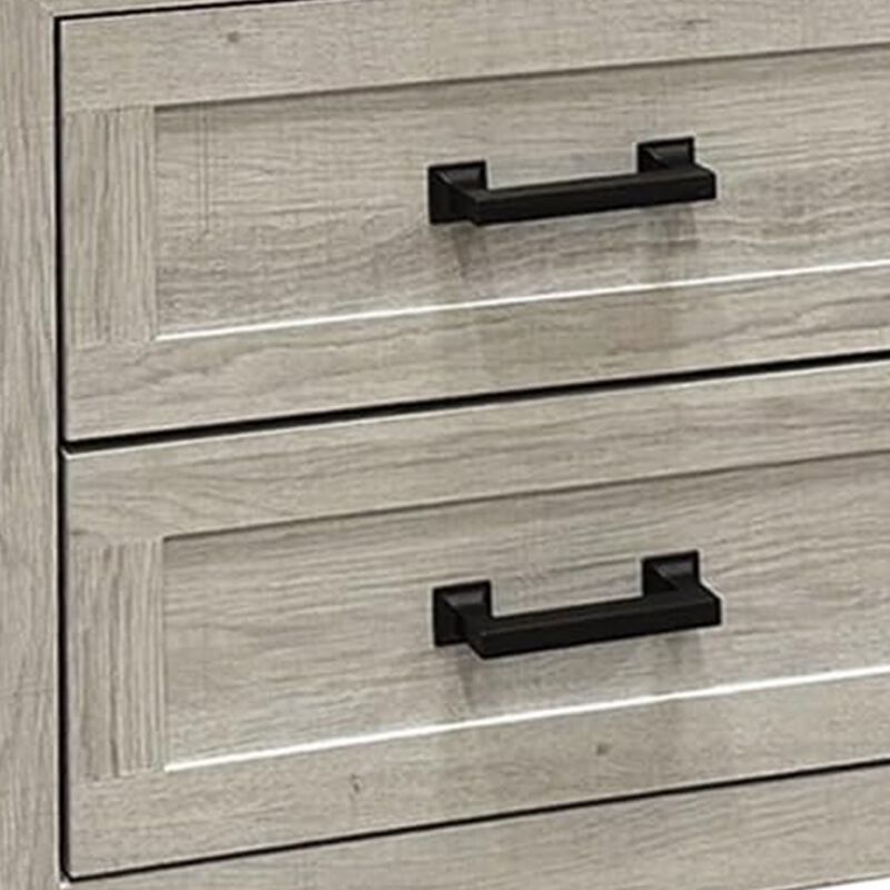 Queen Bedroom Set, White Wash, Black Wood, 2 Piece Set with Nightstand image number 6