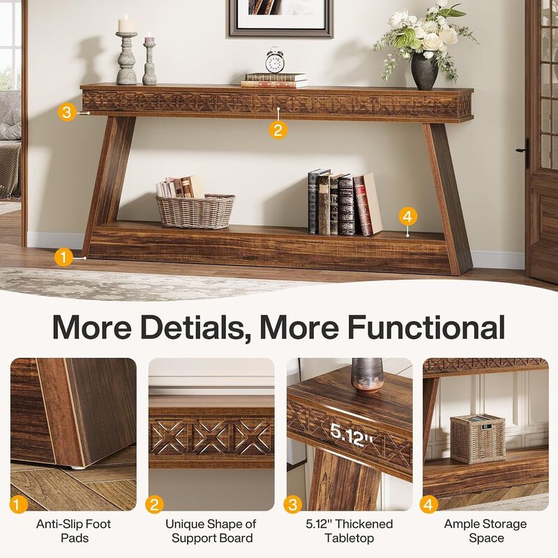 Farmhouse Wood Console Table image number 1