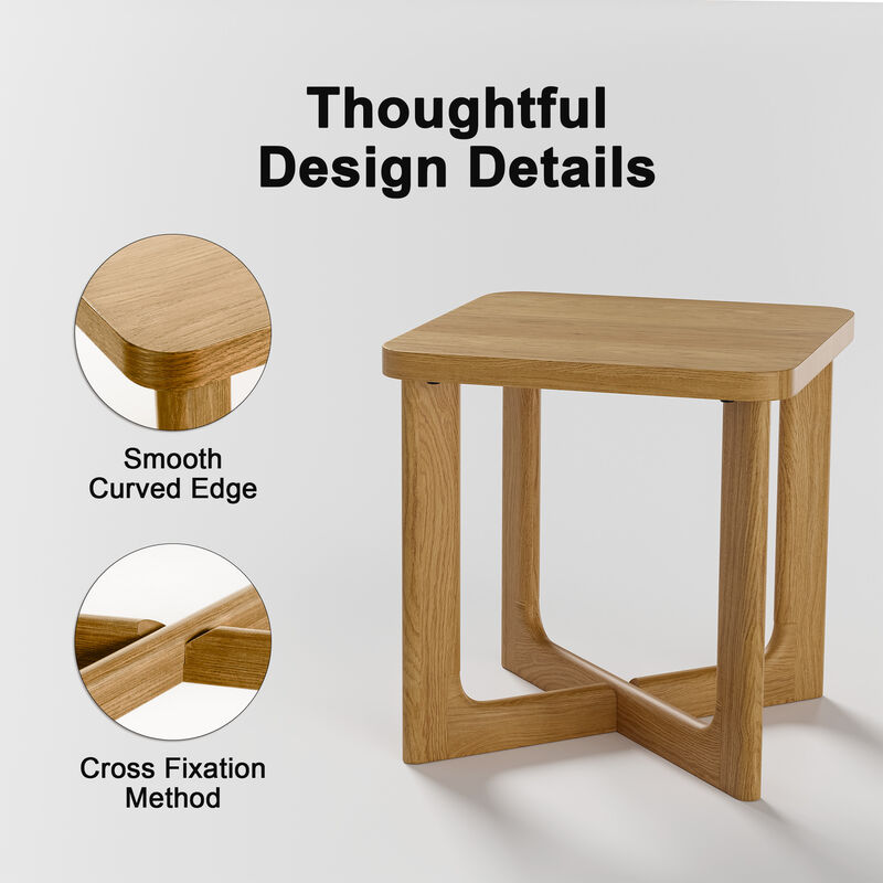 Aydan 24 in. Walnut Color Square Solid Wood Oak Coffee Table Side Table