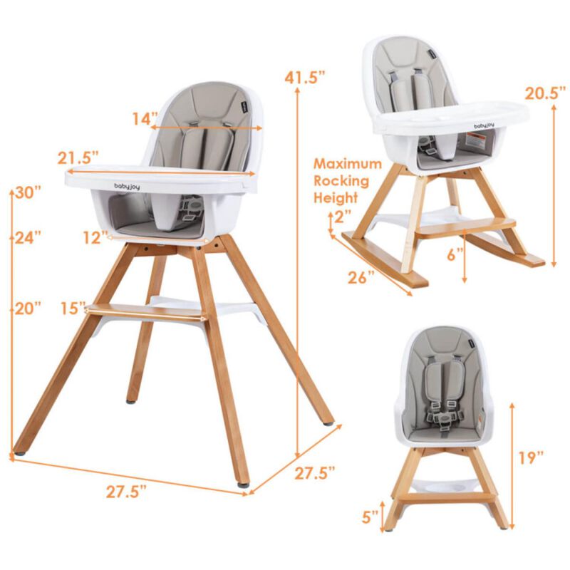 Hivvago 3-in-1 Convertible Wooden Baby High Chair