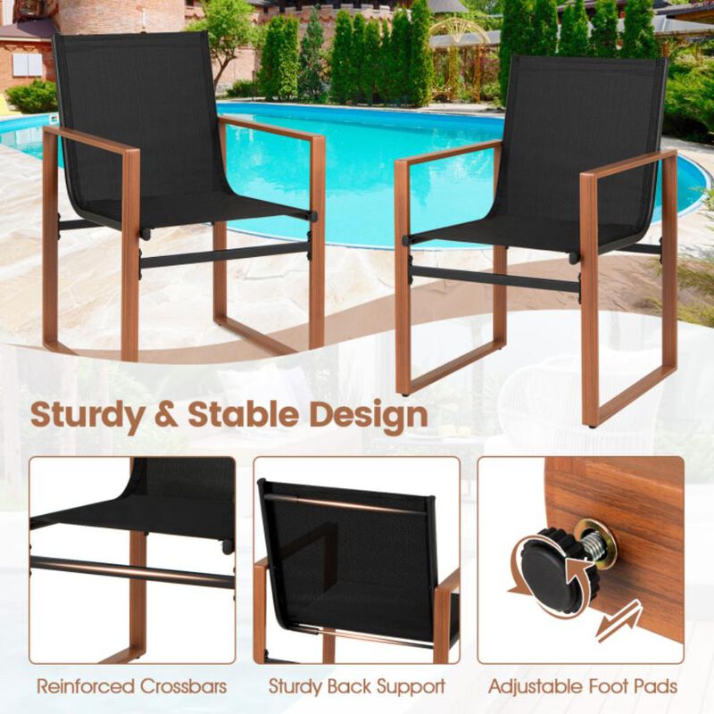 Hivvago Outdoor Dining Chairs with Breathable Seat and Backrest Set of 2