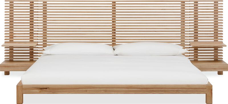 Tanner Full-size Solid Ash Wall Bed with Integrated Nightstands in Flaxen image number 0