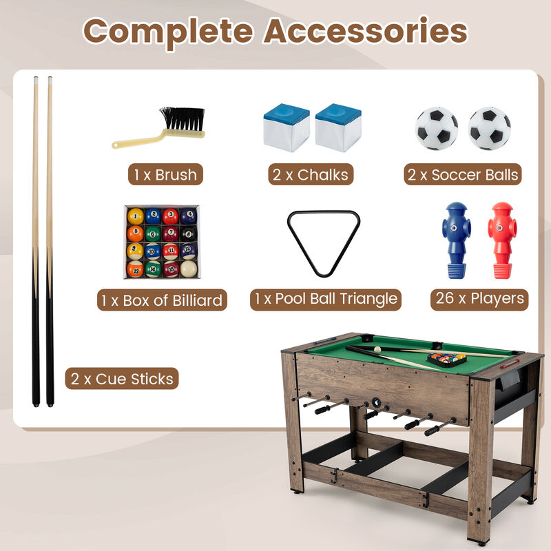 Swivel Multi Game Table with Foosball and Pool for Family Game Room-Natural image number 3