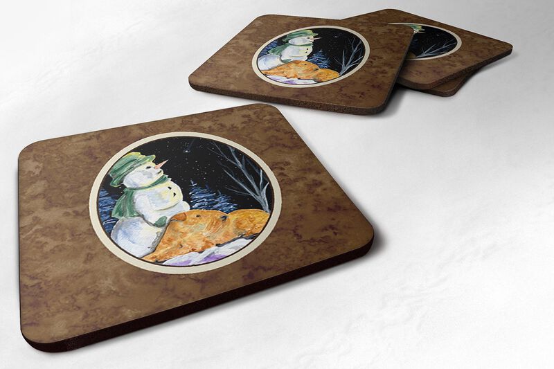 Caroline's Treasures SS8555FC Snowman with Lakeland Terrier Foam Coasters Set of 4 (Set of 4), 3.5 H x 3.5 W, Multicolor image number 0
