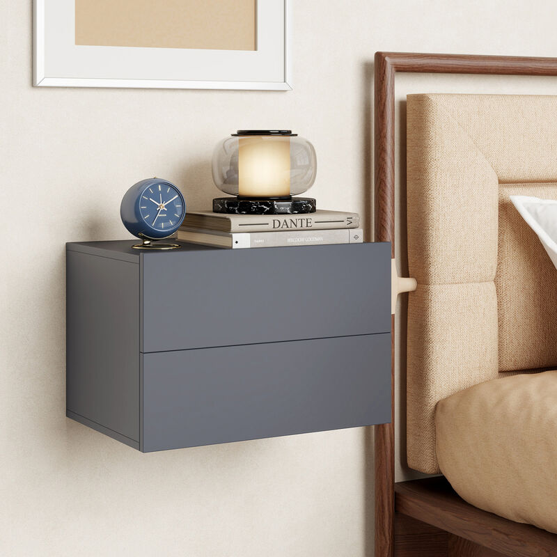 Wall-Mounted Floating Nightstand with 2 Storage Drawers for Bedroom image number 3