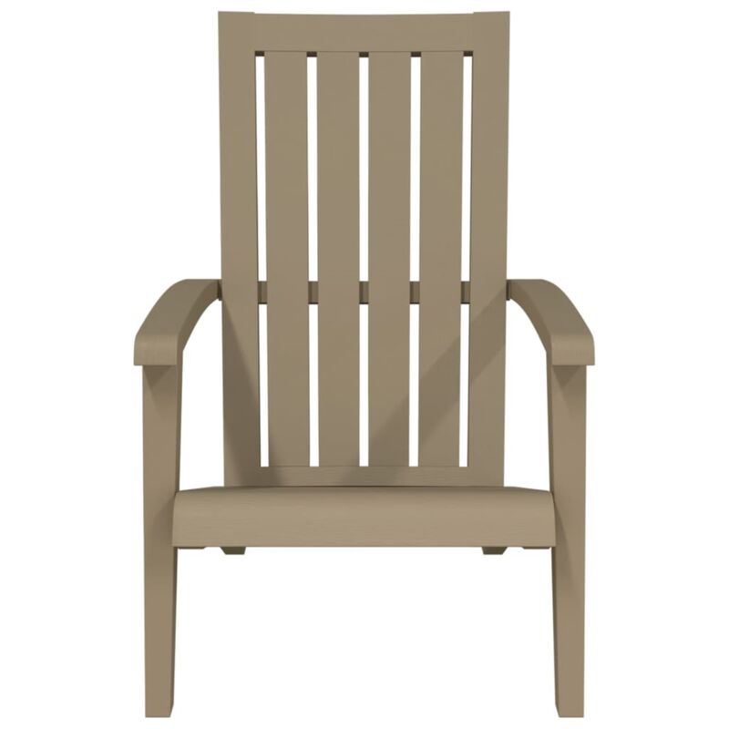 vidaXL Patio Adirondack Chair - Light Brown - Durable Polypropylene Material - UV & Weather-Resistant - Imitation Wood Texture Design - Comfortable Armrests & Backrest
