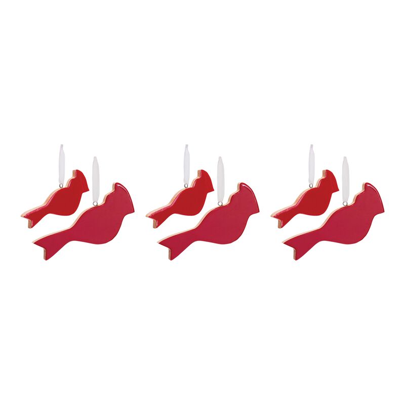 Glass Cardinal Bird Ornament (Set of 6)