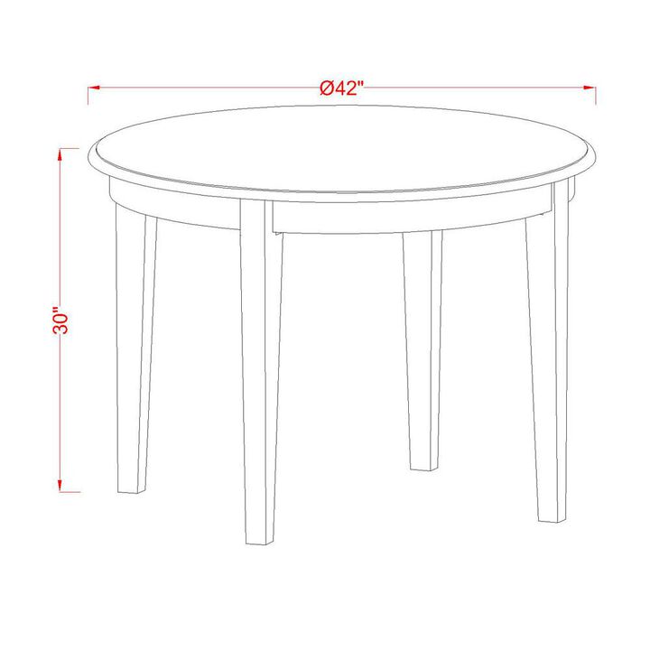 East West Furniture Boston  table  42  Round  with  4  tapered  legs