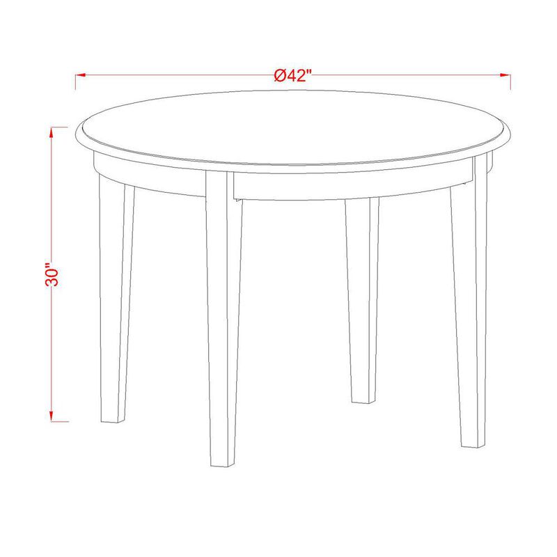 East West Furniture Boston  table  42  Round  with  4  tapered  legs