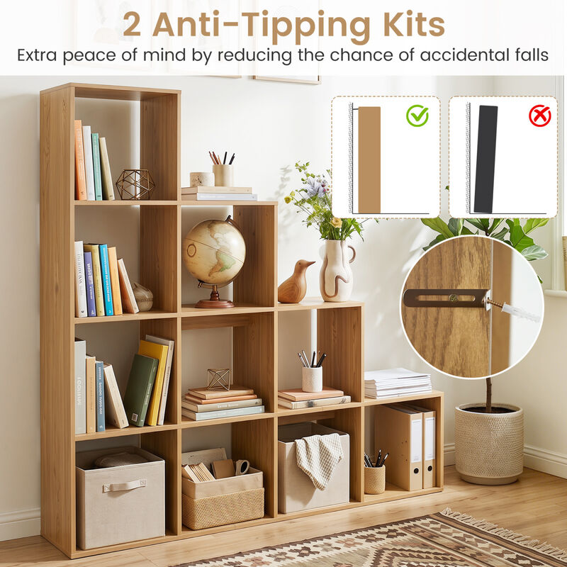 4 Tier Bookshelf with 2 Safety Anti Tipping Kits for Bedroom image number 5