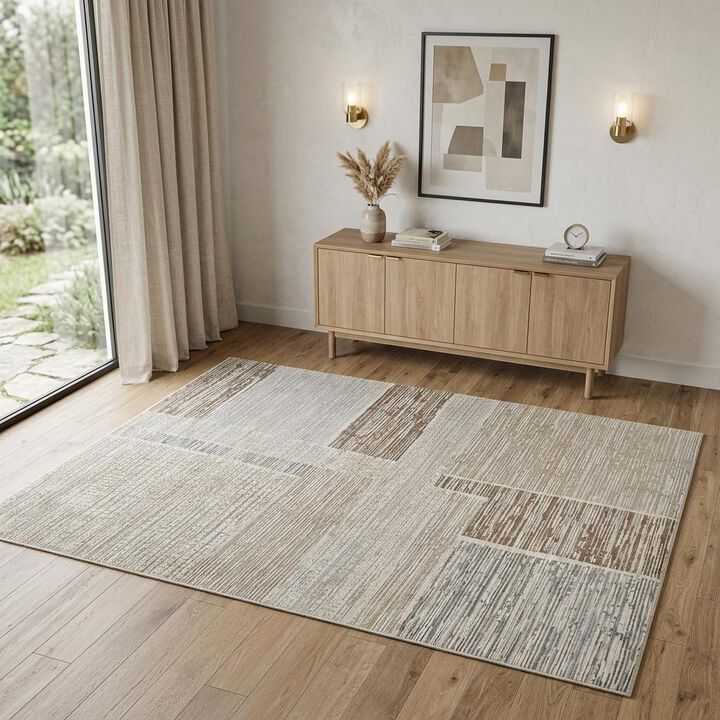HomeRoots Abstract Distressed Area Rug
