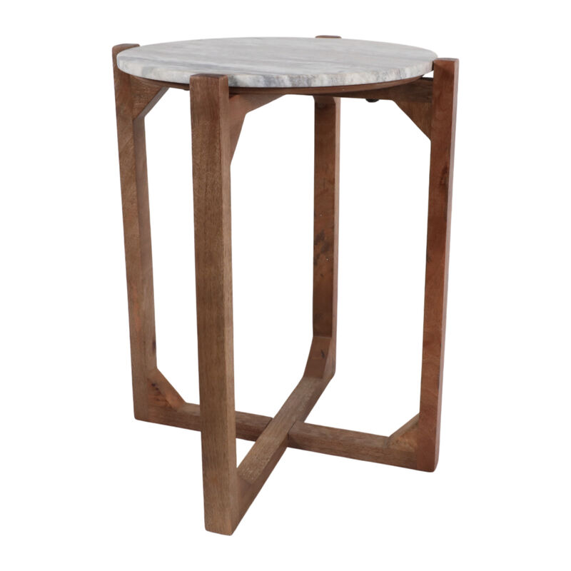 Modern Wood & Marble Accent Table image number 1