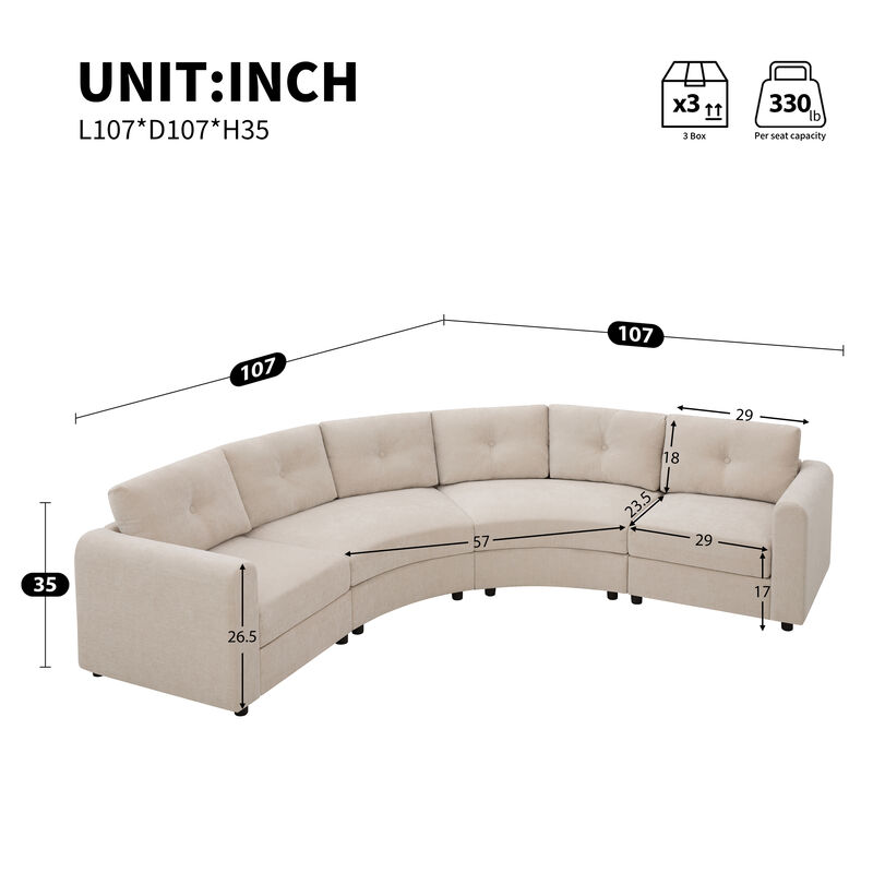 Merax Curved Modular Sectional Sofa with Customizable Layout, High-Resilience Foam & Pocket Spring Seats image number 3