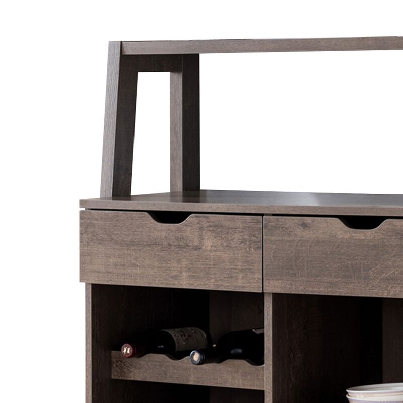 Stylish Wooden Wine Cabinet with Sled Legs and Spacious Storage, Brown-Benzara