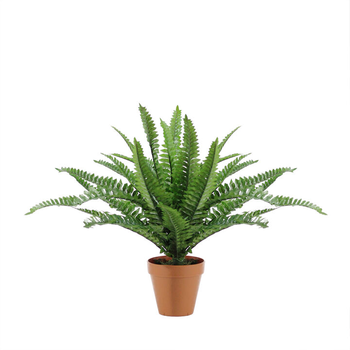 17.5" Potted Artificial Green Boston Fern Plant
