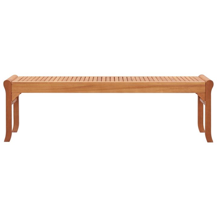 vidaXL 3-Seater Patio Bench - Solid Eucalyptus Wood - Weather-Resistant - Easy Assembly - 59.1" x 17.3" x 17.7" - No Backrest or Armrest - Brown Finish