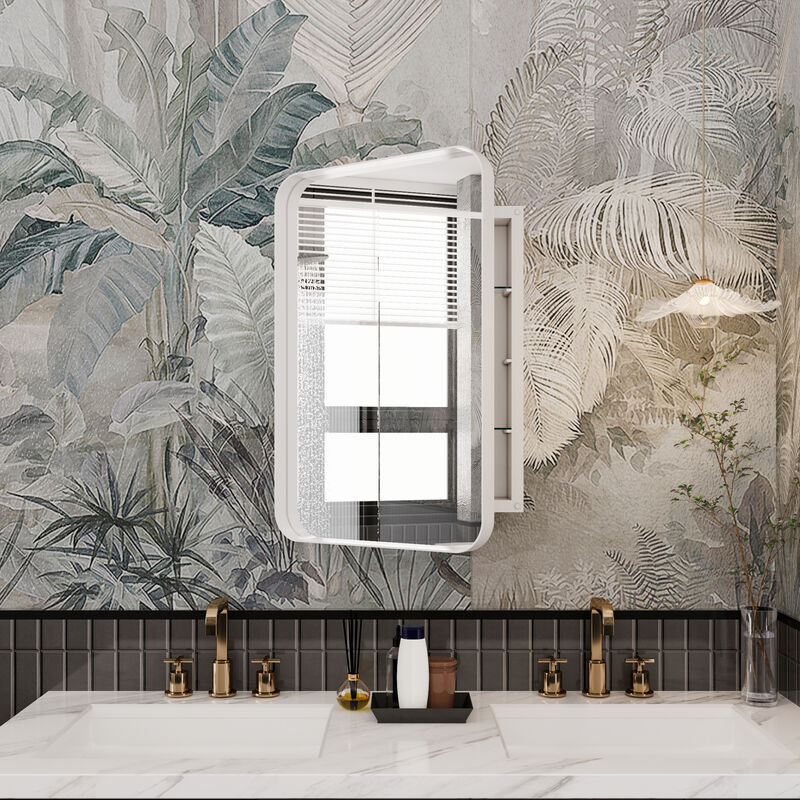 Wall-Mounted Medicine Cabinet with Mirror and Storage Shelves