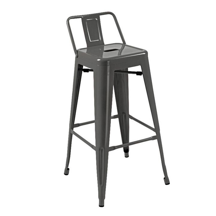Giri 26 Inch Counter Stool Chair, Set of 4, Footrest and Tapered Legs, Light Gray - Benzara