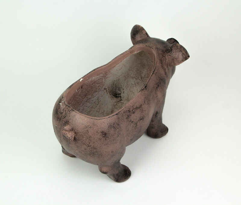17 Inch Long Rustic Brown Finish Smiling Pig Planter image number 4