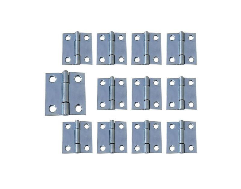 QCAA Narrow Butt Utility Hinge, Swaged, with Removable Loose Pin for Cabinet Door or Box Hinge, 1-1/2 x 1-1/2 x 1.4mm, Zinc