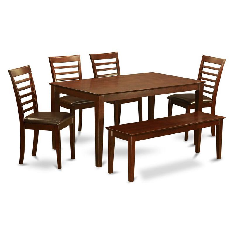 6 PC Dining Table with bench set-Table and 4 Dining Chairs and Bench