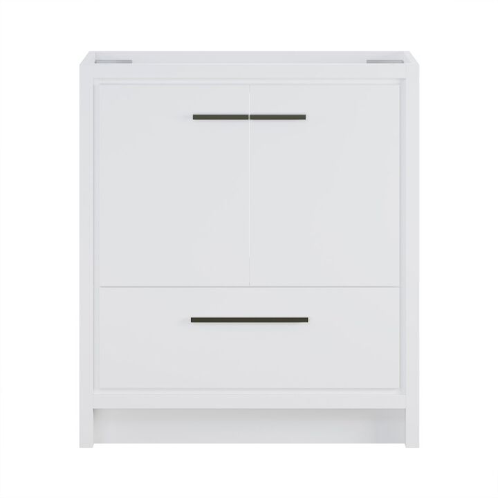 Virage 30" Freestanding Bathroom Vanity in White without Sink Top