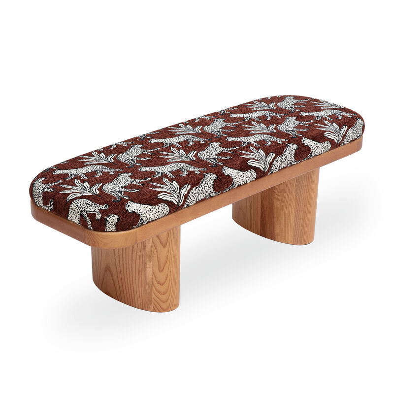 Ollie 48" Neutral Floral Jacquard Bench image number 2