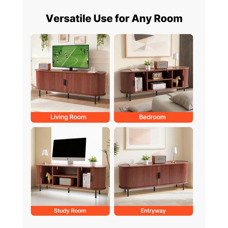 TV Stand for TVs up to 58 Inch with Adjustable Shelves and Sliding Door image number 4