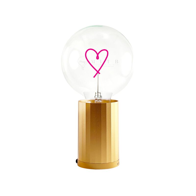 Bulb HEART Red with Base Table Lamp PORTABLE Rose Gold image number 0