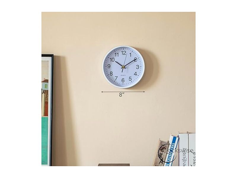 White Desk Table Shelf Perfect Farmhouse Wall Clock Silent Non Ticking image number 1