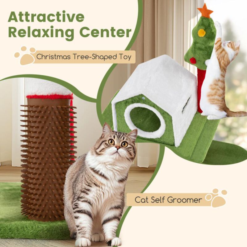 Hivvago 58 Inch Tall Cat Tree Tower Multi-level Pet Climbing and Jumping Tower Furniture with Condos