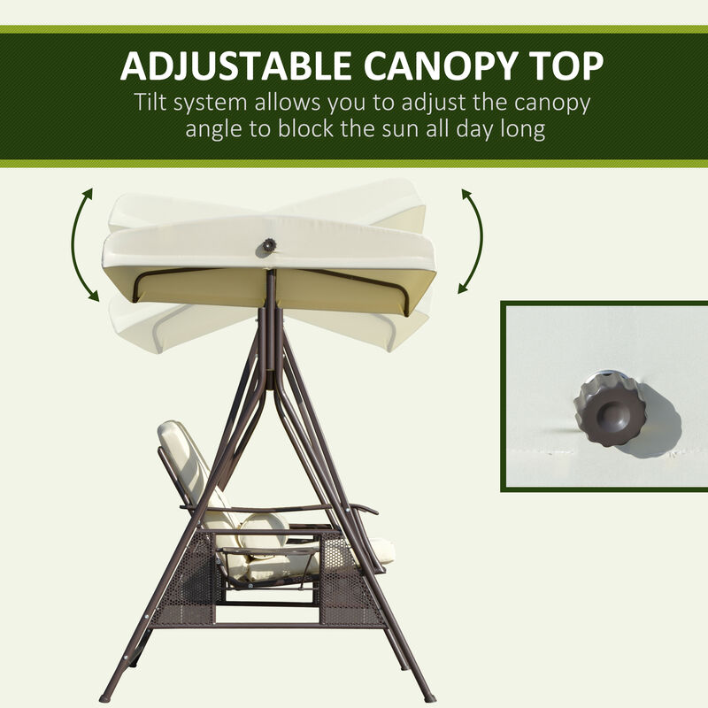 Hivvago 2-Person Patio Swing with Adjustable Canopy & Tray image number 3