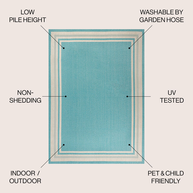 James Modern Border Stripe Indoor/Outdoor Area Rug