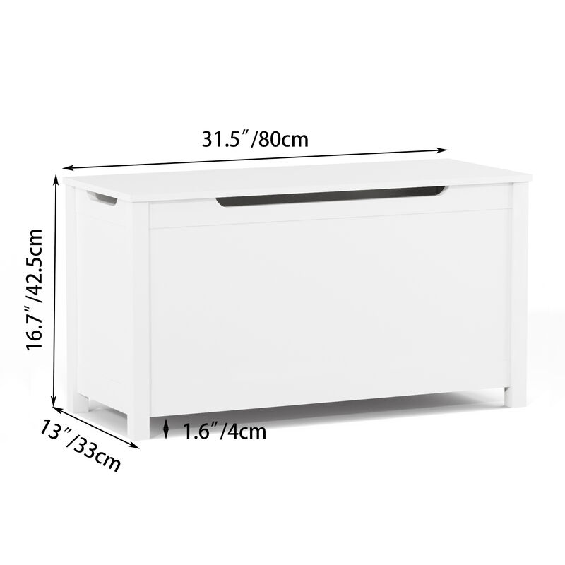 Hivvago Kids Wooden Toy Box Storage with Safety Hinged Lid for Ages 3+