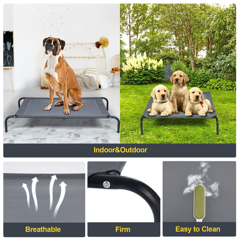 Large Indoor Outdoor Camping Steel Frame Elevated Pet Cot Mat
