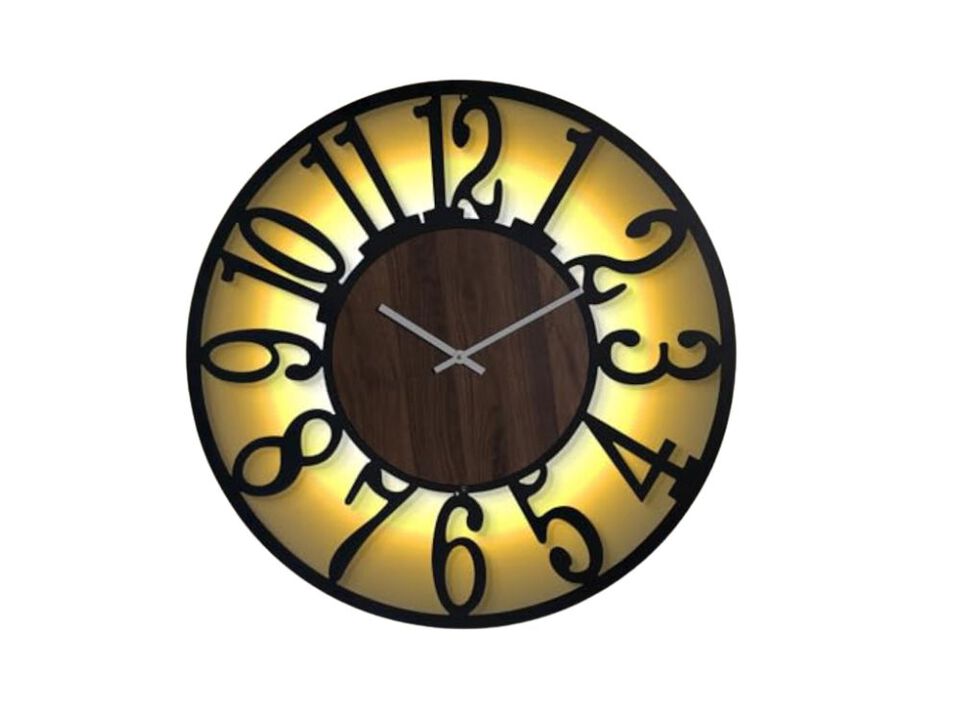 Large Wall Clock 30 Lighted Rustic Wood Remote Timer Silent Battery Operated