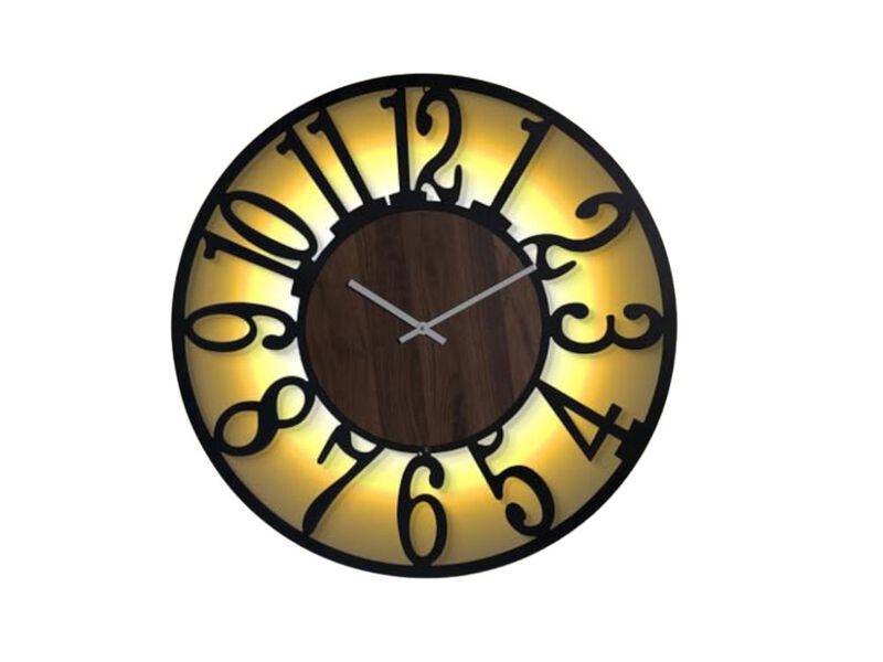 Large Wall Clock 30 Lighted Rustic Wood Remote Timer Silent Battery Operated image number 0