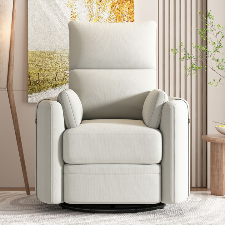 Merax Upholstered Swivel Recliner Manual Rocker Chair