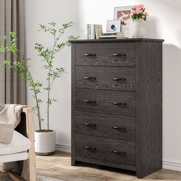 Storage Dresser with 5 Pull-Out Drawers for Bedroom or Living Room Organization