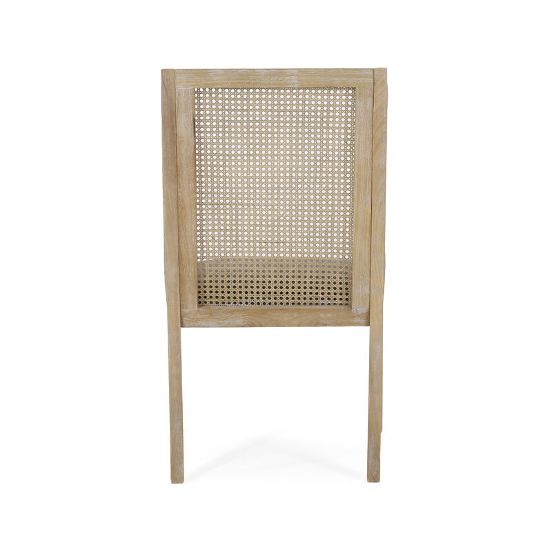 Christopher Knight Home Silvaris Fabric Upholstered Wood and Cane 5 Piece Expandable Dining Set