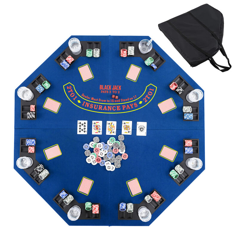 Portable 8 Player Poker Table Top with Built In Cup Holders and Chip Trays image number 4