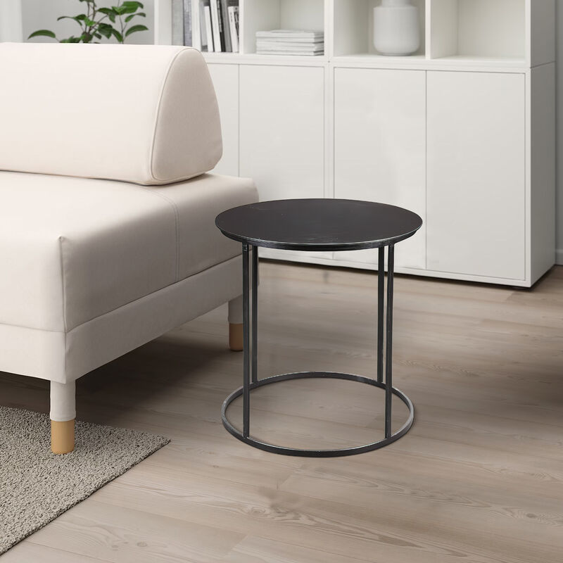 Round Metal Frame Side Table with Tubular Legs, Black