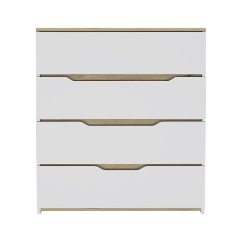 Streamdale Lynbrook 4-Drawer Dresser White And Light Oak