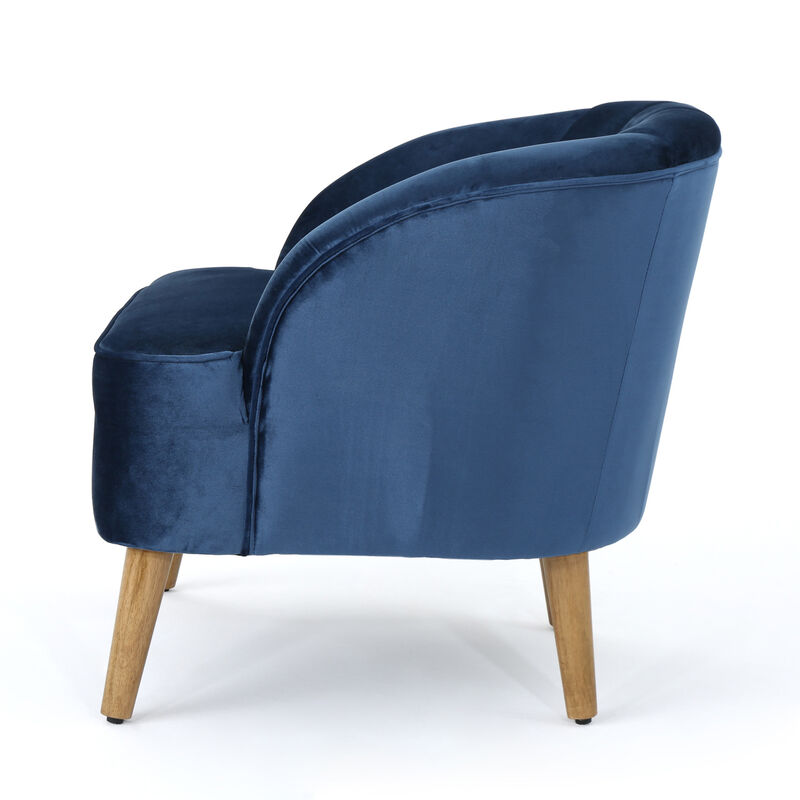 Merax Velvet Upholstery Accent Chair with Wooden Legs