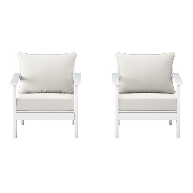 WestinTrends Outdoor Modern HDPE Patio Club Chairs with Deep Seat Cushions (Set of 2) image number 0