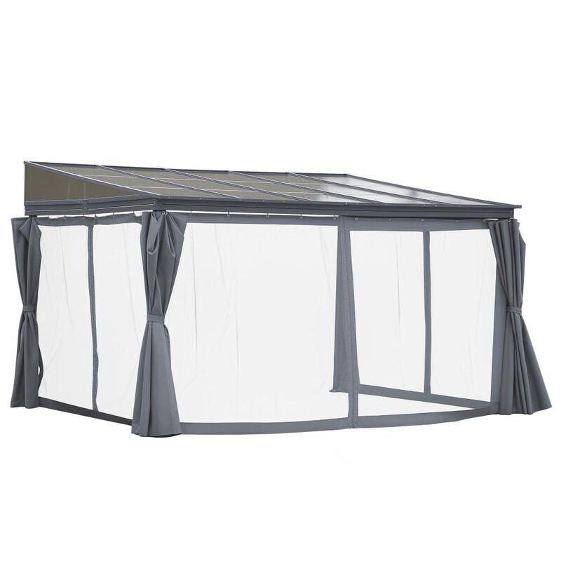 Hivvago Patio Gazebo 10x13 with Polycarbonate Roof & Curtains image number 0